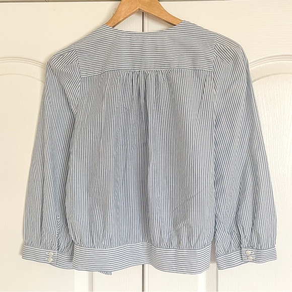 MADEWELL Wrap Top in Indigo Stripe, Medium - Picture 4 of 6